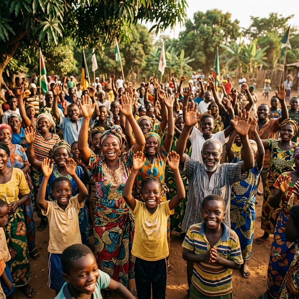 People celebrating Beast Philanthropy work